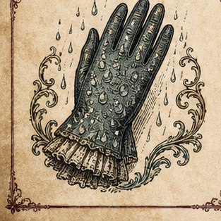 Rain-spotted glove