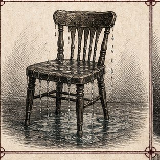 Wet wooden chair
