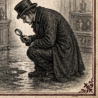 Curator examining a puddle